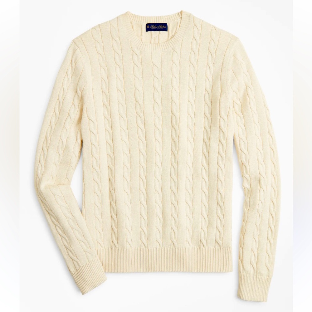 Brook’s Brothers Supima® Cotton Cable Crewneck Sweater - off white